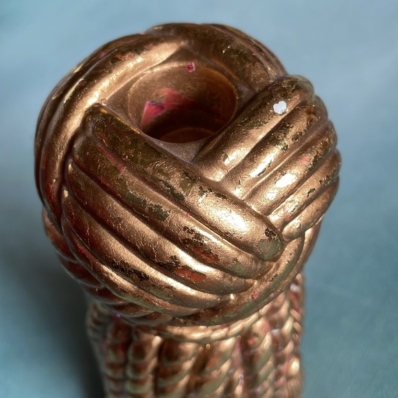 2 Taper Candle Holders Gold Rope and Tassel 8” - Picture 11 of 12